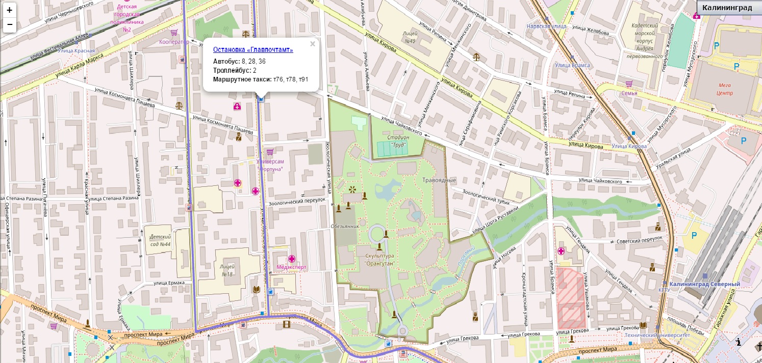 Калининград проспект мира карта